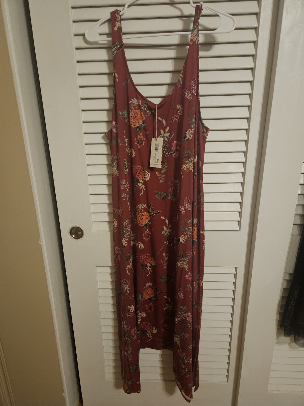 Johnny Was Women's Floral Burgundy Tank Sleep Dress Butterfly $150